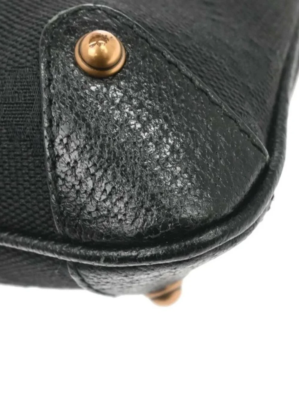 Gucci Black Canvas Bamboo GG Chain Handbag - Picture 4 of 15